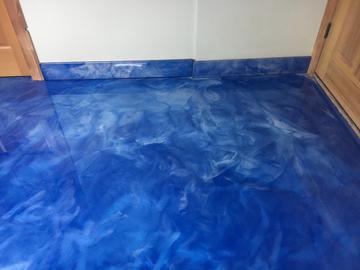blue epoxy floor