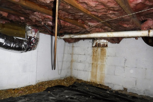 Inside look at a crawl space vent.