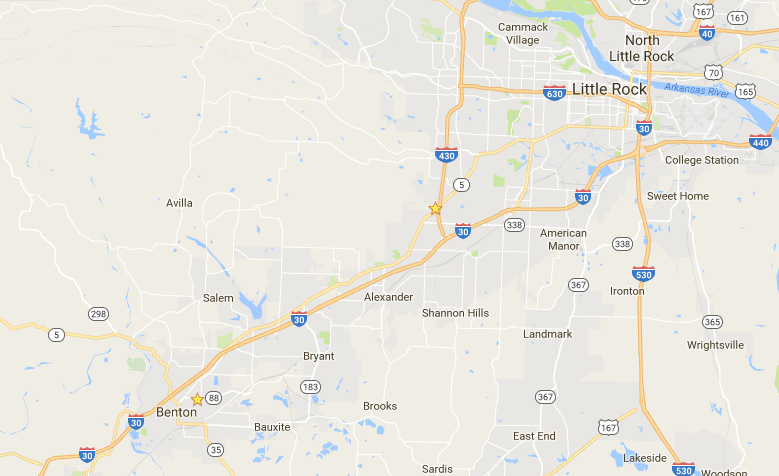 map of Benton, Little Rock Area