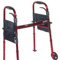 Drive Deluxe, Folding Travel Walker with 5" Wheels and Fold Up Legs