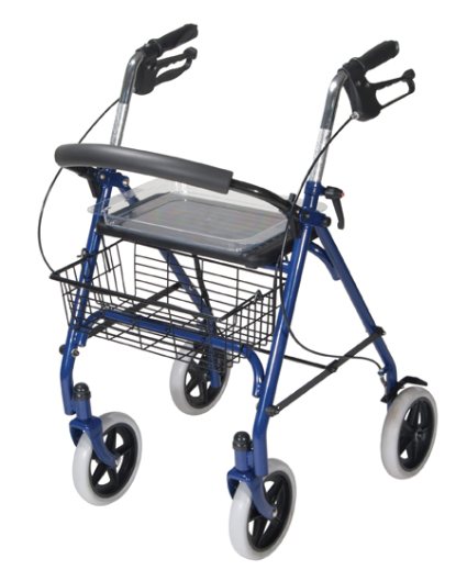 Drive Steel 4 Wheel Rollator with Fold Up Removable Back, 8" Casters and Loop Locks
