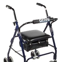 Drive Aluminum Rollator, Padded Seat, 6" Casters with Push Lock