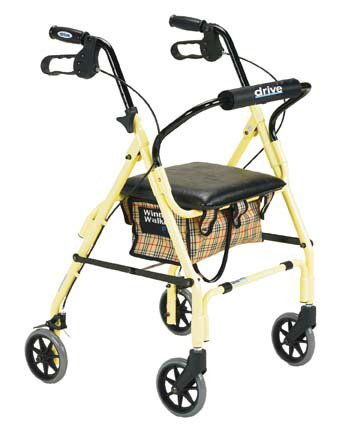 Drive Aluminum Rollator, Padded Seat, 6" Casters with Loop Locks