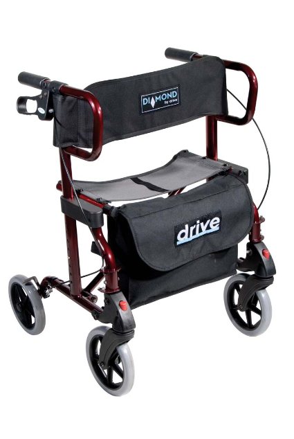 Drive Diamond Aluminum Rollator and Transport Chair with Swing-Away Footrests