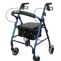 Drive Aluminum Rollator, Padded Seat, 6" Casters with Loop Locks