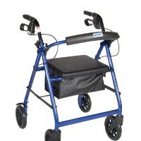 Drive Aluminum Rollator w/Fold Up and Removable Back Support, Padded Seat, 8" Casters w/Loop Locks