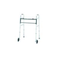 Merits Bariatric Aluminum Folding Walker, Two Button with 5" wheels