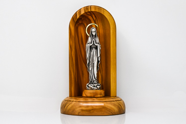 Olive Wood Our Lady of Lourdes Ornament.