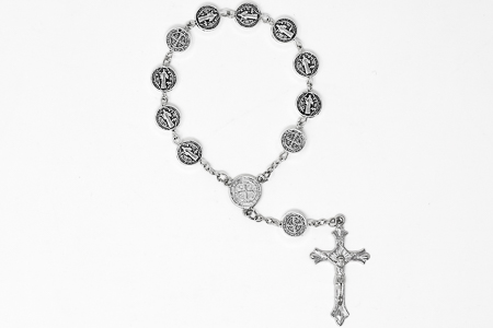 Silver Decade Rosary - Saint Benedict.