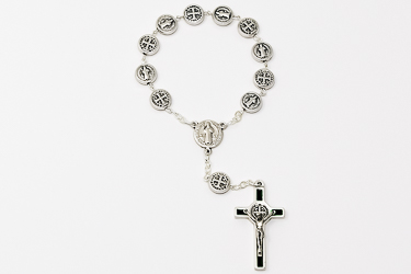 Silver Decade Rosary - St Benedict.