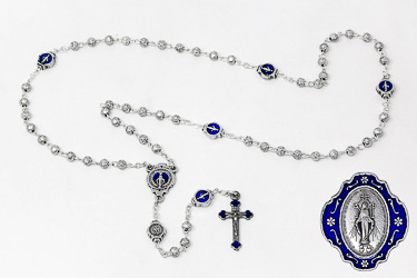 Blue Metal Miraculous Rosary.