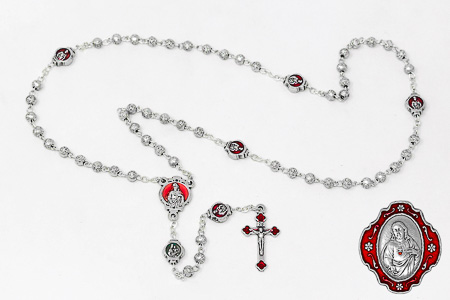 Metal Sacred Heart of Jesus Rosary.