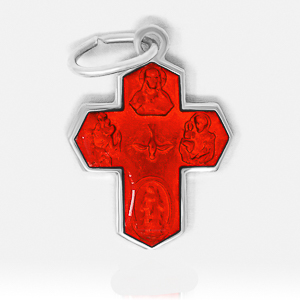 5 Way Miraculous Medal Red.