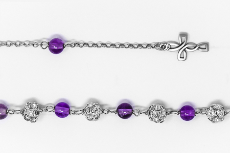 Amethyst Crystal Rosary Bracelet