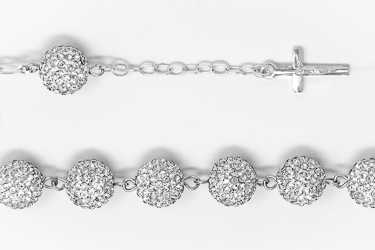 925 Silver Rosary Bracelet with Crucifix.