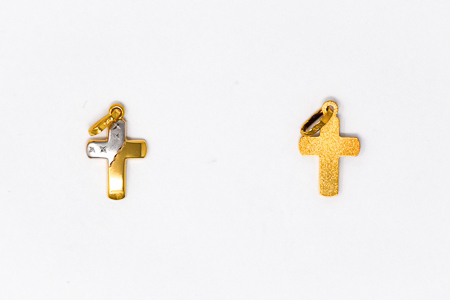 Two-Tone Solid Gold Cross Pendant 