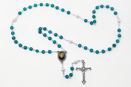 Bernadette Light Blue Rosary Beads.