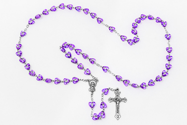 Virgin Mary Purple Heart Rosary.