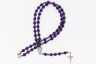 Amethyst Birthstone Rosary Necklace.