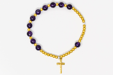 Gold Amethyst Decade Rosary Bracelet.