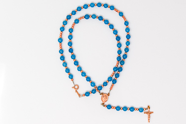 Angelite Birthstone Rosary Necklace.
