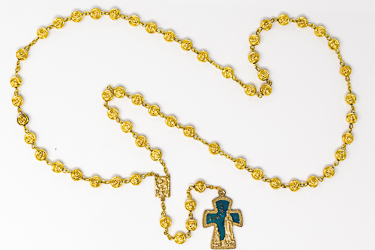 Lourdes Gold Rose Rosary Beads.