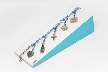 Ave Maria Blue Crystal Charm Bracelet.