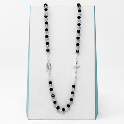 Black Miraculous Rosary Necklace..