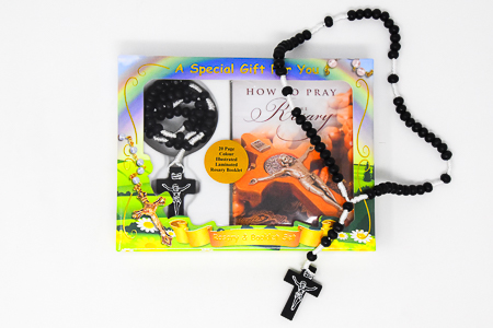 Black Corded Wooden Rosary.