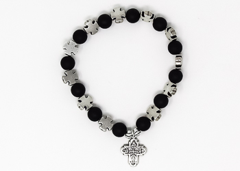 Black Cross Bracelet with Pendant. 