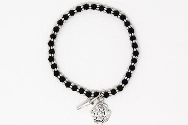 Black Crystal Rosary Bracelet.