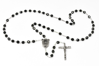 Lourdes Water Black Rosary.