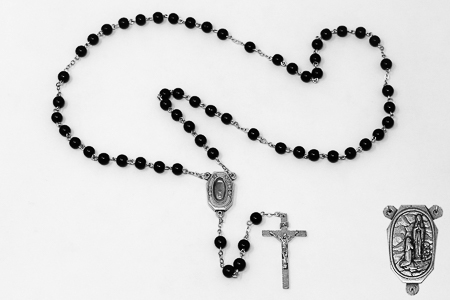 Lourdes Water Glass Rosary Beads 