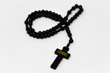Black Wooden Lourdes Rosary Beads.