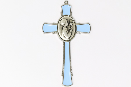 Blue Boy's Communion Metal Cross.