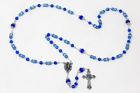 Blue Crystal Rosary Beads 