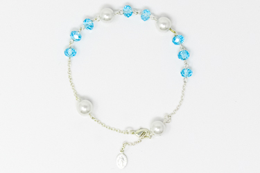 Miraculous Blue Crystal Rosary Bracelet.