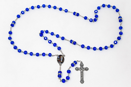 Silver Plated Crystal Rosary Beads.