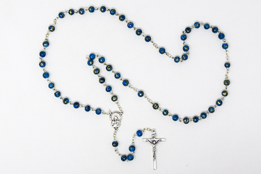 Sacred Heart of Jesus Blue Rosary Beads.