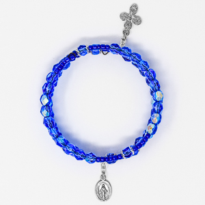 Blue Crystal Memory Wire Rosary Bracelet