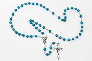 Blue Virgin Mary Rosary Beads.