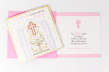 Boutique Girl's Baptism Card.