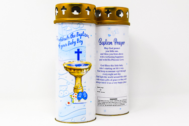 Boy's Baptism Pillar Candle.