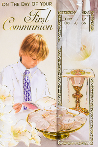 Boy's Communion Bookmark Card.