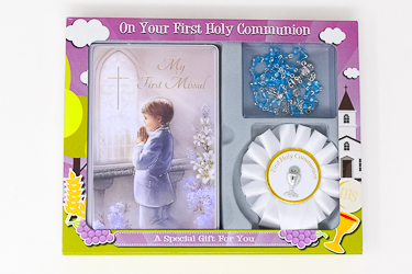 Boys First Holy Communion Rosette Gift Set.