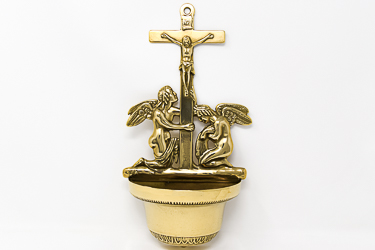 Brass Crucifixion with Angels Font.
