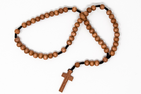Rose Wood Pax Rosary Beads.