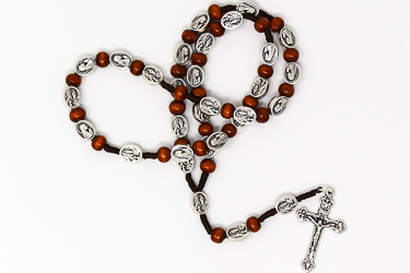 Lourdes Brown Wooden Rosary.