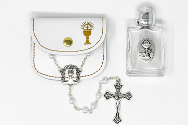 Chalice Rosary in a Leather Rosary Purse.