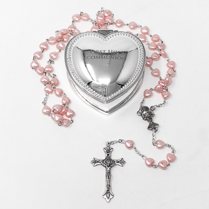 Rosary with Heart Communion Rosary Box.